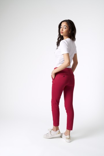 Pantaloni casual slim-fit, roșii, SF122005